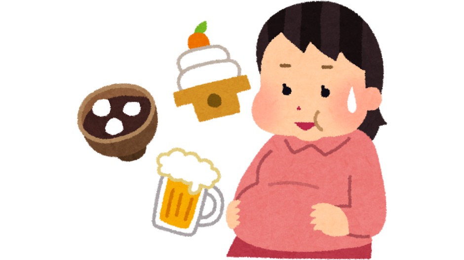 お腹いっぱいの女性
